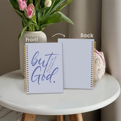 Wheatwin Bible Notebook, But God Christian Notebook Journal, Christian Gifts for Men Women, Inspirational Christian Hardcover Spiral Notebook 5.5x8.3 - Blue - color: But god - Blue