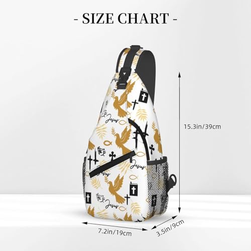Jesus Christian Cross Sling Backpack Shoulder Chest Bag For Men Women Hiking Travel Crossbody Daypack - color: Jesus Christian Cross-0002