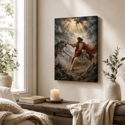 Montserrat Abbey Jesus Good Shepherd Canvas Wall Art, 11.8 x 15.7 Inch
