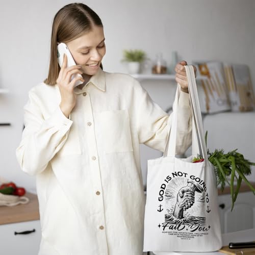 Chicimln Christian Goose Tote Bag, off to Praise the Lord Bible Verse Canvas Tote Bags - color: White 11