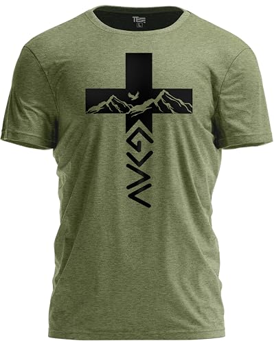 God Greater Than Highs and Lows Shirt – Inspirational Christian Faith Cross Tee - color: Military Green, size: Large