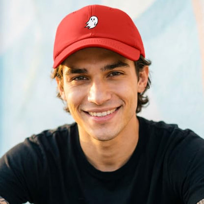 DALIX Ghost Embroidered Mens Womens Cotton Dad Hat Baseball Cap Adjustable - color: Red