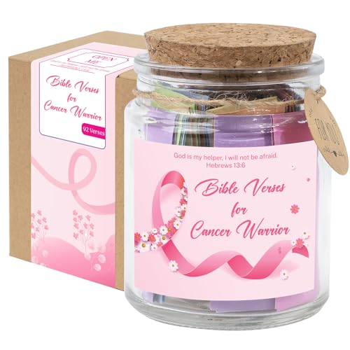 Bible Verse Jar for Cancer Warrior, 92 Scripture Cards for Daily Hope, Strength & Prayer, Christian Cancer Gifts for Women Men, Faith Encouragement Gift for Cancer Patient Survivor - color: Bible Jar For Cancer Warrior