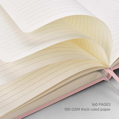 &And Per Se Lined Journal and Pen Set, A5 Leather Hardcover Notebook with Pen & Stationary Set, 160 Pages 100GSM Thick Ruled Paper Journal for Business Work Writing (Pink) - color: Pink