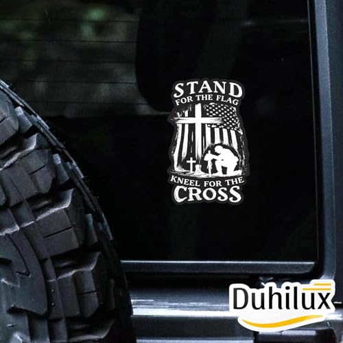 (2PCS Black and White) Stand for The Flag Kneel for The Cross Sticker 5 inch, stickers for trucks, window stickers for trucks, religious car decals, Waterproof Vinyl Decals For Cars, Laptops, Tumblers