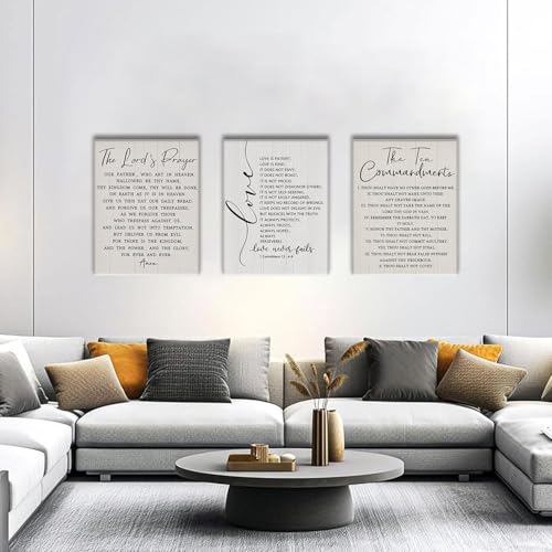 AOYUSMO 3 Piece 10 Commandments Wall Art Christian Canvas Wall Art Bible Verse Pictures Wall Decor Jesus Religious Art Prints Scripture Artwork for Living Room Church Office - color: The Ten Commandments, size: 16x24in