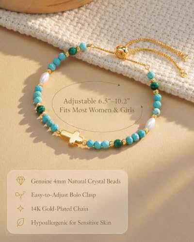 HGDEER God's Blessing Cross Bracelet for Women & Teens, Christian Gift - color: Multi-Green