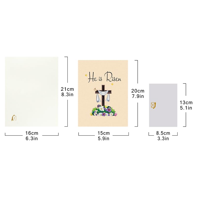 He is Risen Religious Easter Greeting Card,Easter Christian 3D Pop Up Blessings Card with Envelopes for Christmas, Thanksgiving, Birthday, Wedding, Encouragement Gift - color: Easter Cross