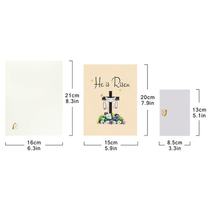 He is Risen Religious Easter Greeting Card,Easter Christian 3D Pop Up Blessings Card with Envelopes for Christmas, Thanksgiving, Birthday, Wedding, Encouragement Gift - color: Easter Cross