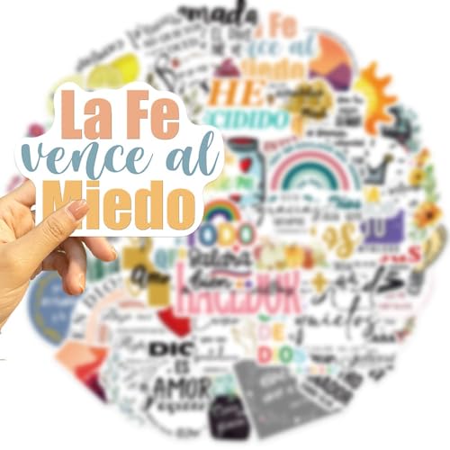 50Pcs Spanish Bible Aesthetic Stickers Decals, Teachers Religious Bible Sticker Pack, Bible Journaling Supplies,Christian Stickers for Water Bottle, Laptop, Scrapbook, Journaling Supplies (Spain) - color: Spain