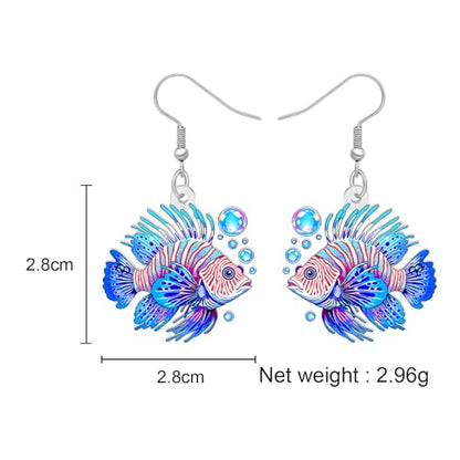 DUOWEI Novelty Cartoon Tropical Betta Fish Acrylic Earrings Colorful Marine Life Drop Dangle Jewelry Gifts - color: Blue