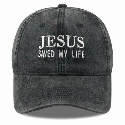 Inspirational Christian Baseball Cap, Adjustable Embroidered Cotton Hat for Men Women Dad Hat Gifts for His Her - color: Jesus Saves My Life - Black