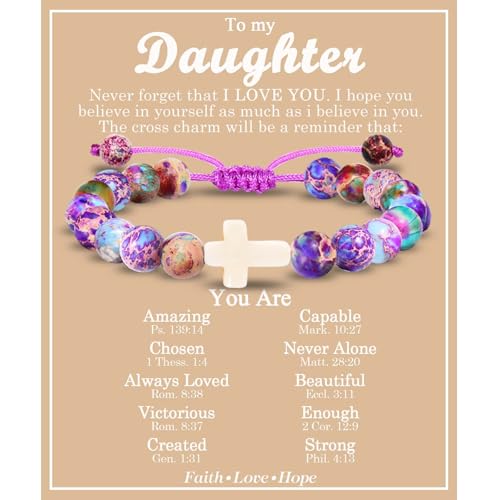 EFVISD Cross Bracelet Gifts for Boys Girls Christian Religious Gifts - color: Daughter