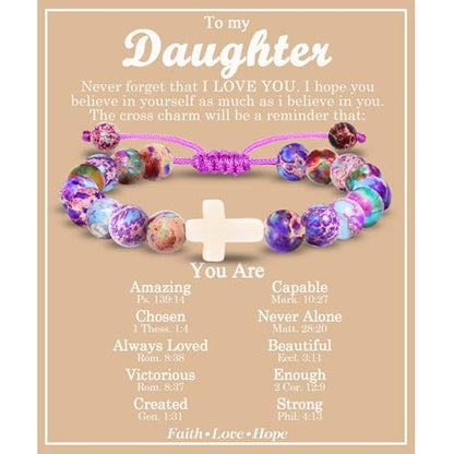 EFVISD Cross Bracelet Gifts for Boys Girls Christian Religious Gifts - color: Daughter