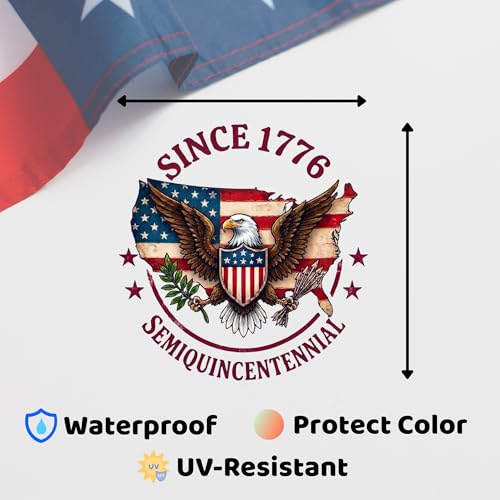 Christian Cross USA Flag Car Decal - color: Since 1776 Semiquincentennial