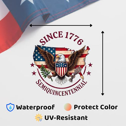 Christian Cross USA Flag Car Decal - color: Since 1776 Semiquincentennial