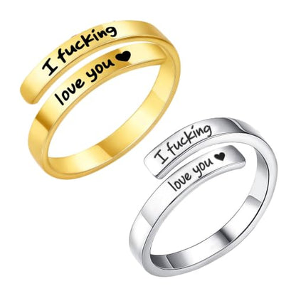 Faith Over Fear Cross Inspirational Rings for Women Daughter, Christian Blessed Hope Love Encouragement Rings Adjustable Open Tiny Purity Wrap Thumb Cross Ring Jewelry Graduation Cocktail Party - color: Fcking Love(Gold&Silver)