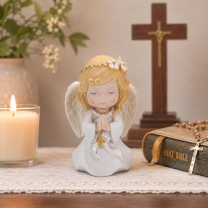 Comfy Hour 5 Inch First Communion Praying Angel Figurine, Rosary Decor