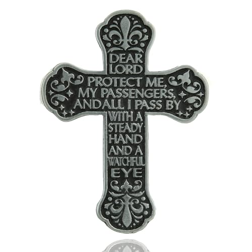Needzo Motorist Prayer Cross Visor Clip, Religious Gifts of Protection for New Drivers and Passengers, 1 ¾ x 2 ½ Inches