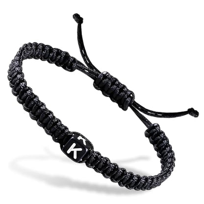Handmade Letter Initial Bracelets A M K for Women Men Teens Cross Bracelet Black Rope Braided Jewelry Jesus Christian Bracelets Gift - color: K