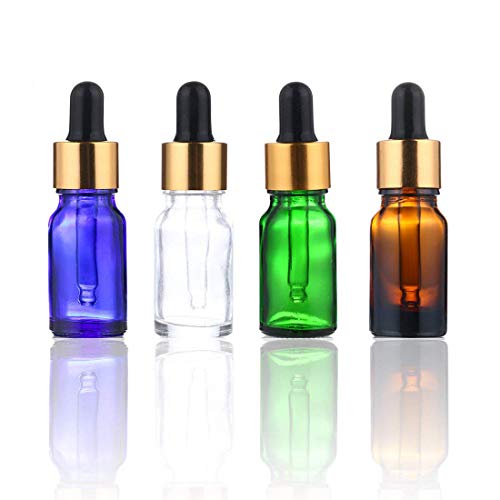 4 Pack 1/2 oz Clear Glass Dropper Bottles Essential Oil Containers