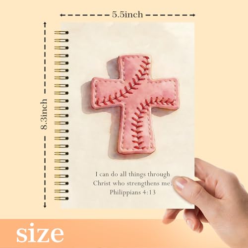 Christian Baseball Notebook, Christian Gifts for Men, Church Notes Bible Journal for Boys Kids, Prayer Bible School Supplies Notebooks, Baseball Score Book 5.5x8.3 Inches(Pink) - color: Baseball Pink