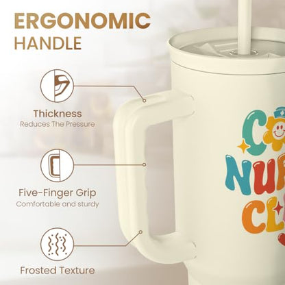 SANDJEST Nurse Tumbler 40oz, Cool Club Coffee Travel Mug With Straw - Perfect Nurse Gift for Any Occasion - color: Nurse 3