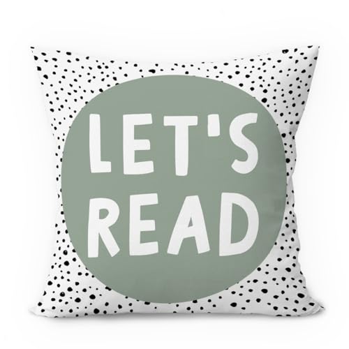 Sage Green Kids Reading Pillow Covers 18x18, Reading Room Decor, Let's Read Decorative Throw Pillow Covers Pillowcases for Reading Room Library Kids Boys Girls Nursery Bedroom Classroom Decor - color: 02-kidroom(2) Let's Read