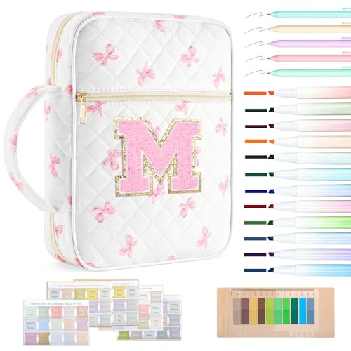 Personalized Initial Bible Cover Case for Women Girls,Pink Bow, M - color: Pink Bow, size: M