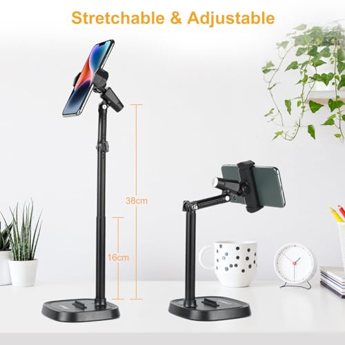 UTEBIT Cell Phone Stand, 6-15" Height Adjustable Cell Phone Holder for Desk
