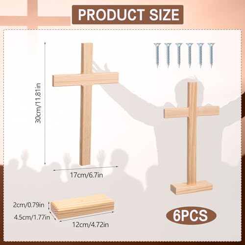 Suzile Unfinished Wooden Cross Centerpieces 12 Inch Standing Base