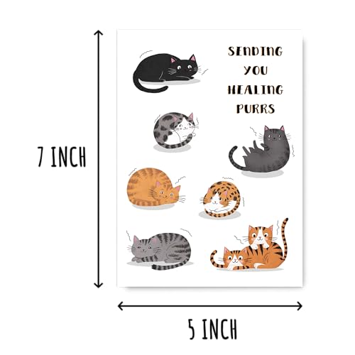 Sending You Healing Purrs Card - Cute Cat Card - Cat Lovers Card - Get Well Soon Card - Support Card - Lovely Card - Feel Better Card - Blank Card