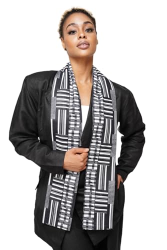 Dupsie's Kente African Print Stole – Made in Africa Black History Month Sash for Church, Choir, School & Cultural Events - color: Black