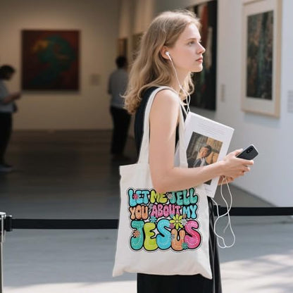 Christian Canvas Tote Bag,Christian Bags For Women. - color: White Christian Totebag-5