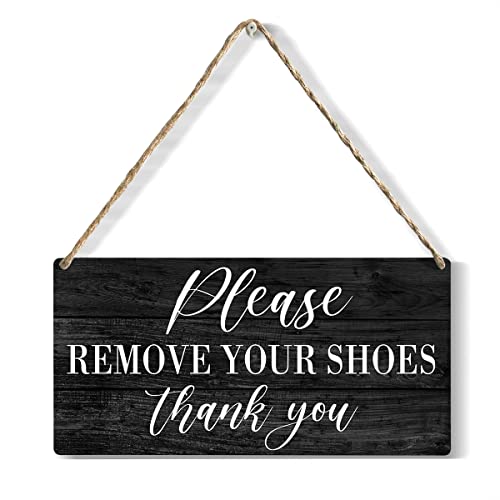 Please Remove Your Shoes Thank You compression Wood Sign Rustic Shoes off Compression Wood Hanging Plaque for Home Wall Art Decoration 6 x 12 Inches Present - color: Colorful903