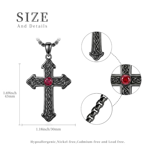 14K Gold Plated Cross Pendant Necklace Christian Jewelry Religious Gift - color: E02-Celtic Cross Black