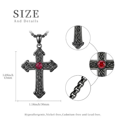 14K Gold Plated Cross Pendant Necklace Christian Jewelry Religious Gift - color: E02-Celtic Cross Black