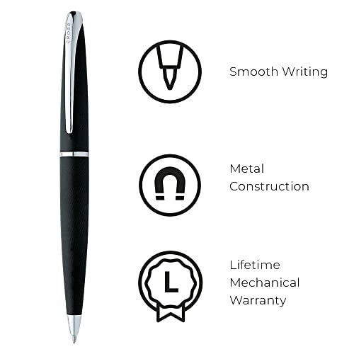 Cross ATX Basalt Black Ballpoint Pen, Medium Point, Black Ink - color: Basalt Black