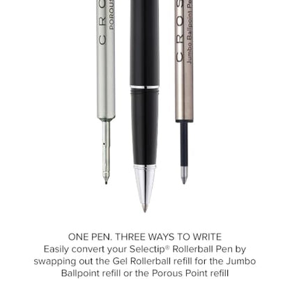 Cross Lume Polished Chrome Rollerball Pen, Medium Point, Black Ink - color: Black