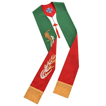 BLESSUME Church Clergy Pastor Reversible Stole - color: Red and Green