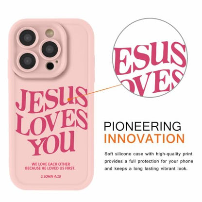 for iPhone 16 Pro 6.3'' 2 Pack Cute Christian Jesus Phone Case - color: Pink & Brown Jesus Faith Slogan, size: iPhone 16 Pro