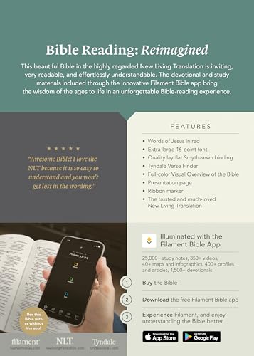 NLT Super Giant Print Bible, Filament Enabled (Genuine Leather, Black, Indexed, Red Letter)
