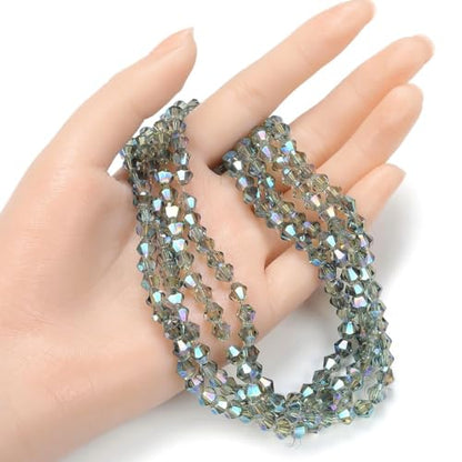 250pcs Czech 6mm (0.24 Inch) Faceted Bicone Crystal Glass Beads Spacer Bulk Green Peridot Shimmer - color: Peridot Shimmer, size: 6mm - 250pcs