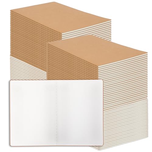 100 Pack Blank Kraft Notebooks, 8.3x5.5 Inches A5 Small Journals Bulk Blank Notebooks 80 Gsm Unlined with 60 Pages A5 Subject Notebooks Traveler Journal Set for Adult Students Back to School Supplies - color: Blank inner pages-100 PCS