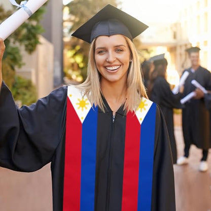 Flag Graduation Stoles for Men and Women, Graduation Shawl Sash for International Graduation's Day - color: Philippines Flag Stole