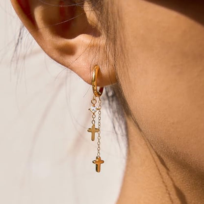 Gold Dangle Earrings for Women，Tassel Hoop Earrings with Charms - color: B