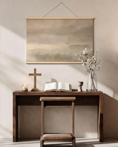 VIYYIEA Large Framed Christian Wall Art, 24x36 Inch Jesus Leaves the 99 Sheep Canvas Print, Neutral Minimalist Religious Wall Art for Living Room Prayer Room Church - color: The Good Shepherd