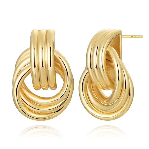 14K Gold Earring Cross Waterdrop Butterfly Heart Knot Earrings for Women Gold Silver Cross Leverback Drop Gold Silver Teardrop Hoop Dangle Earring White Gold Dangle Drop Earring - color: Gold-Statement Knot Dangle Earring