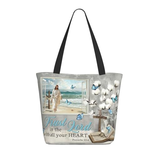 Tote Bag for Women，Everyday Carry Large Capacity Reusable Shopping Bag With Zipper For Groceries Work & Travel - color: Kapok Bibel