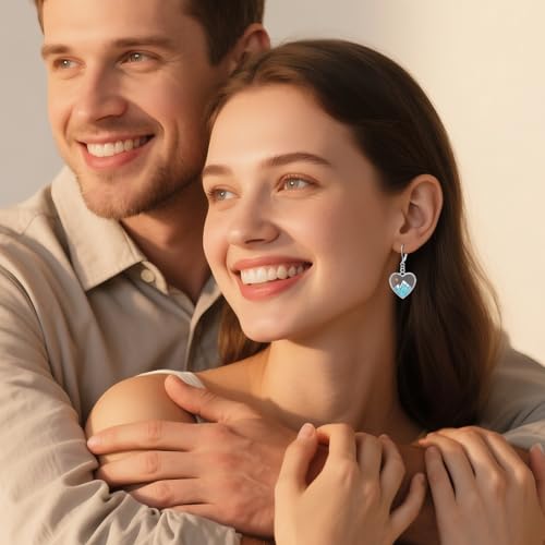 AOBOCO Mustard Seed Earrings for Women Sterling Silver Mountain Cross Earrings Dangle Christian Religion Jewelry Mothers Day Birthday for Mom Wife Friends - style: Heart Turquoise Earrings